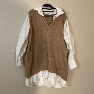 Brown sweater vest dress